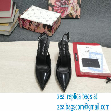 Dolce  &  Gabbana Heel 10.5cm Slingbacks Patent Black with DG Heel 2022